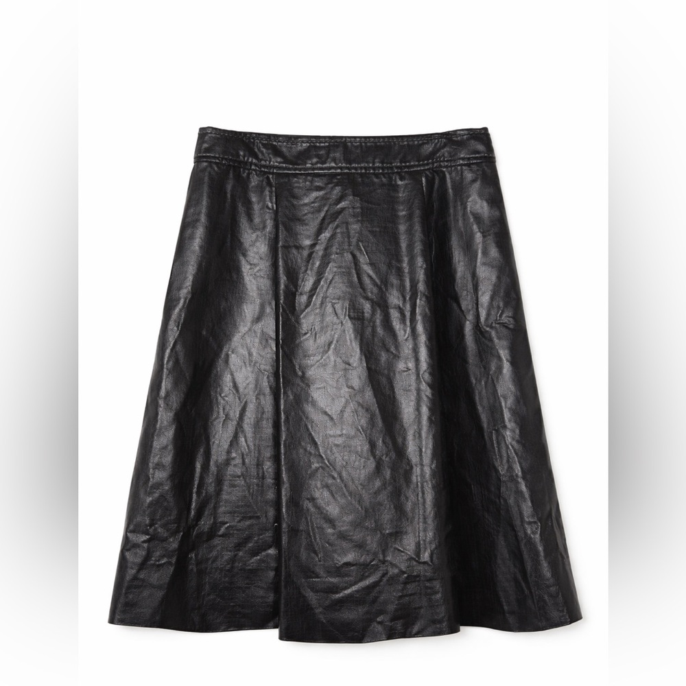 Tory Burch Black Coated Skirt A‎ Line Leather Look Minimalist Chic-Size 8